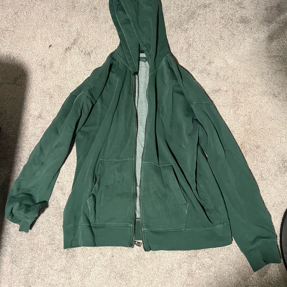 Aerie Green Zip-Up Hoodie